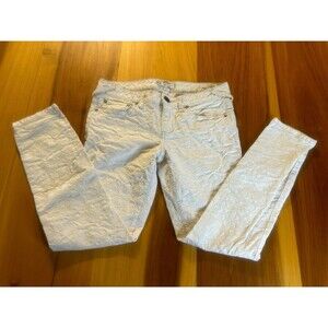 Free People Jeans. Size 27. Cream Floral On Cream. Textured.